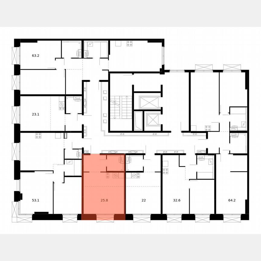 Квартира-студия, 25,8 м², 14/14 эт.