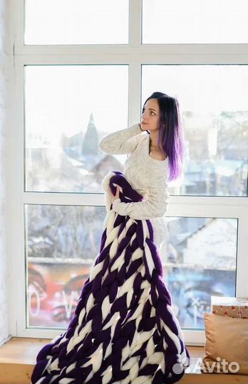 Плед крупной вязки