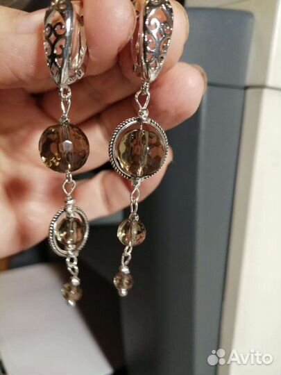 Серьги с раухтопазом