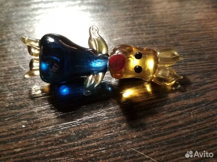 Пятачок фигурка стекло СССР под реставрацию