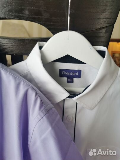 Рубашка 146 белая новая, лиловая 146-152 новая