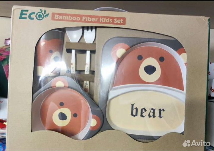 Посуда бамбуковая набор новый детская посуда