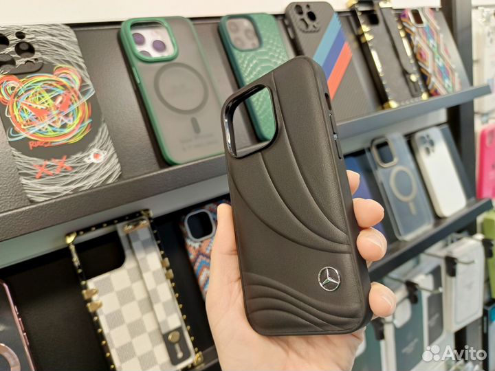 Кожаный чехол AMG Mercedes-Benz для iPhone 14 Pro