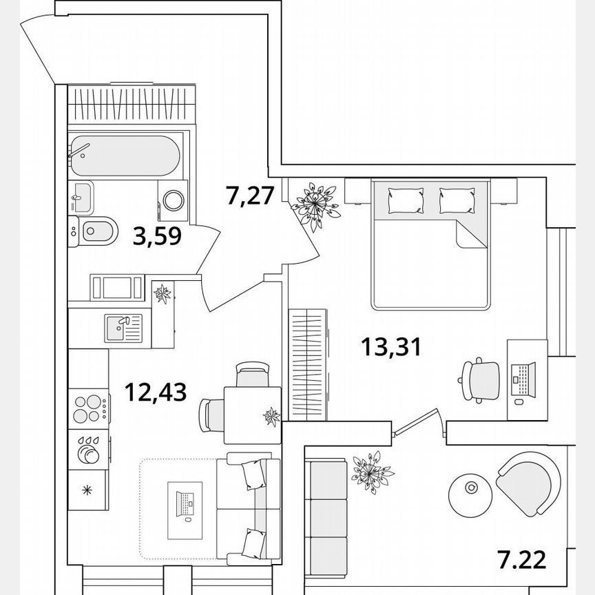 1-к. квартира, 40,2 м², 10/18 эт.