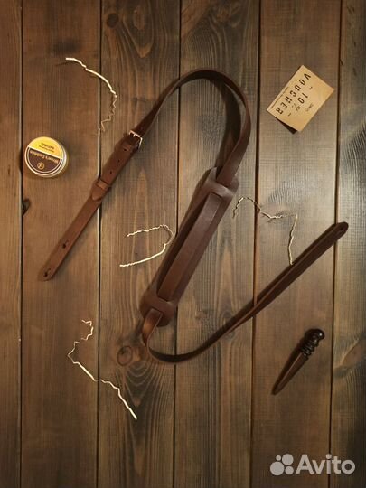 Кожаный гитарный ремень рыжий