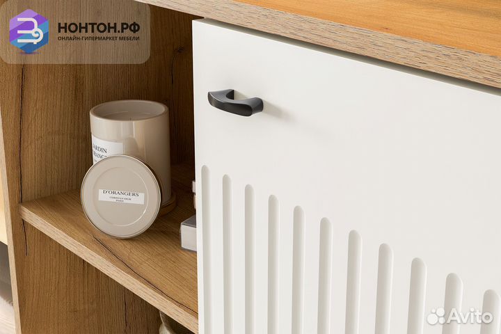 Шкаф двухдверный Милан дуб золотой / белый матовый