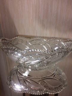 Хрусталь Ваза ладья Богемия винтаж