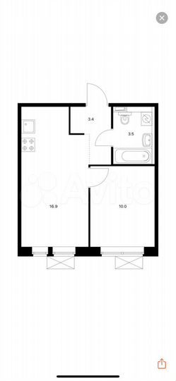 1-к. квартира, 34 м², 3/9 эт.