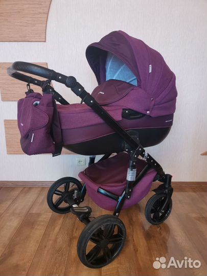 Коляска riko bruno natural 3 в 1 цвет пурпурный