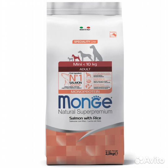 Monge Dog Speciality Line Monoprotein Mini Лосось