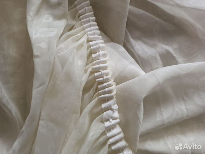 Тюль winterra листья кремовая