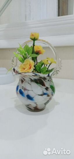 Вазочка конфетница цветное стекло