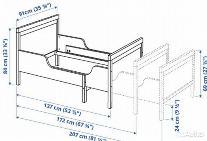 Детская кровать IKEA раздвижная сундвик