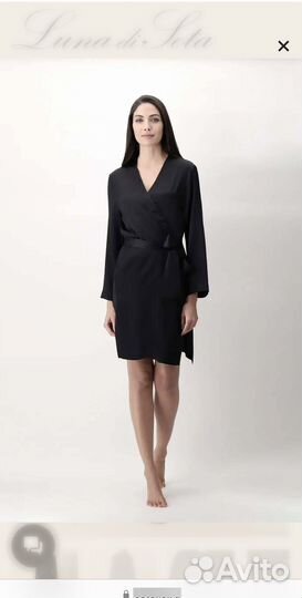 Luna di Seta шелковый халат Black оригинал