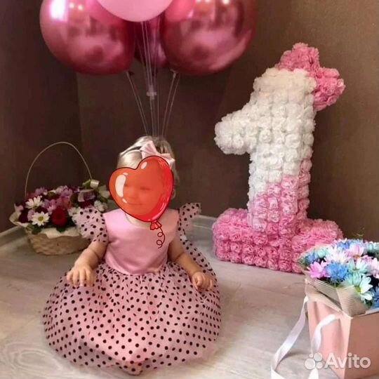 Цифра 1 на годик девочке