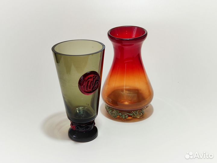 Ваза для цветов цветное стекло СССР