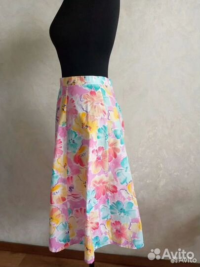 Винтажная юбка с цветочным принтом хлопок