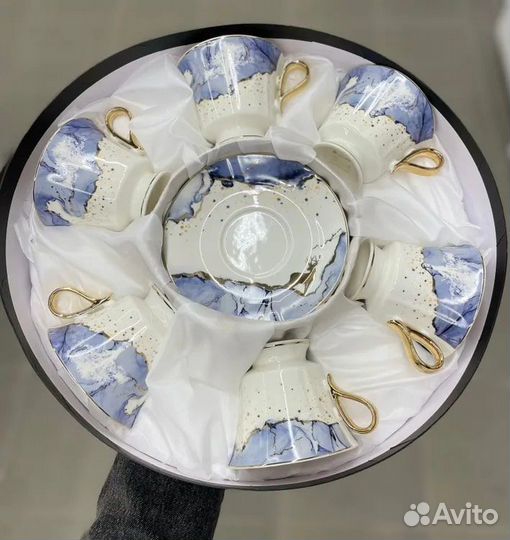 Набор чашек с блюдцами Lenardi Marble 250 мл 12пр