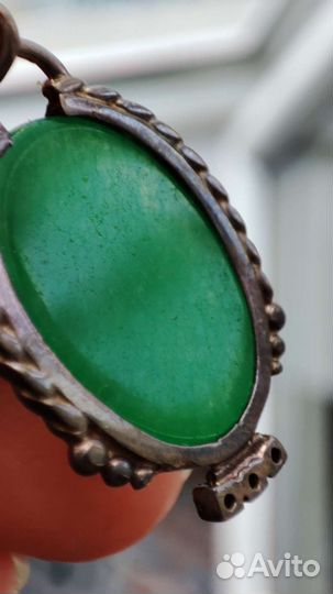 Серьги с натуральным хризопразом