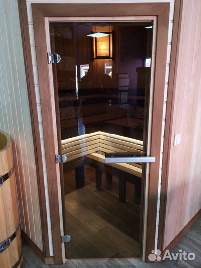 Дверь стеклянная для сауны бронза doorwood