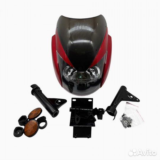 Фара на мопед Альфа Спорт красный, спортивный обте