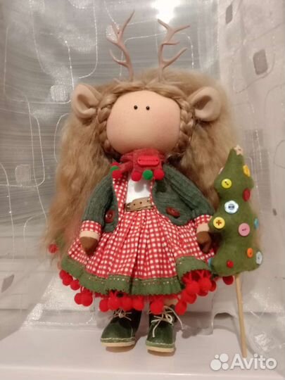 Кукла новогодняя. Ручная работа. Мягкая