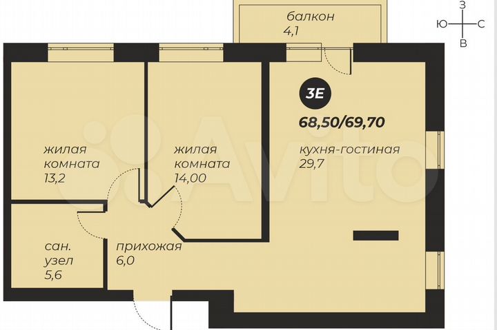 3-к. квартира, 70 м², 14/25 эт.