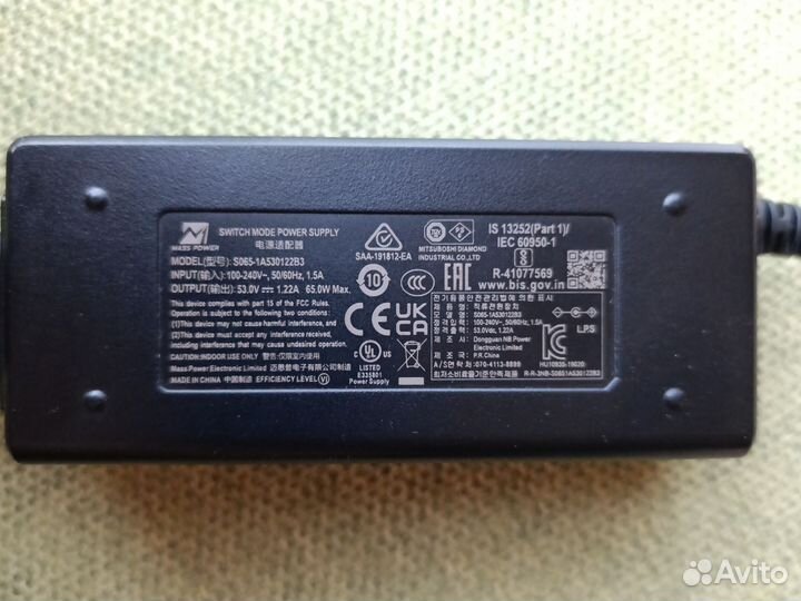 Блок питания 53V, 1.22А, 65w max mass power