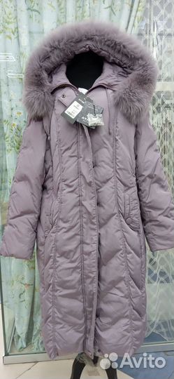 Пуховик женский с капюшоном новый длинный 58-60