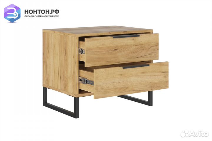 Тумба прикроватная Лофт дуб крафт золотой