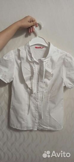 Белая школьная блузка, рост 146