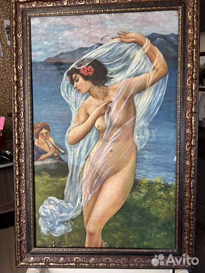 Старинная картина холст