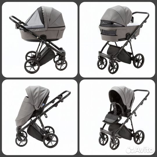 Коляска Adamex Belissa Deluxe 3 В 1 – серая кожа