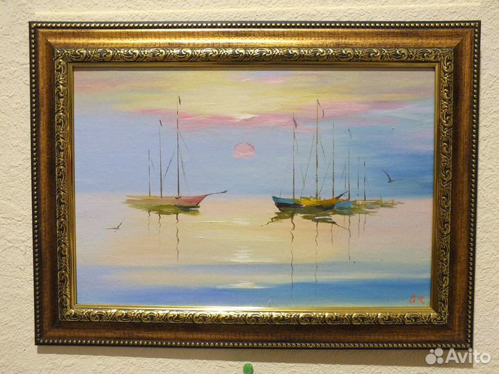 Картины маслом Корабли Море 20х30 см Корзун В.С