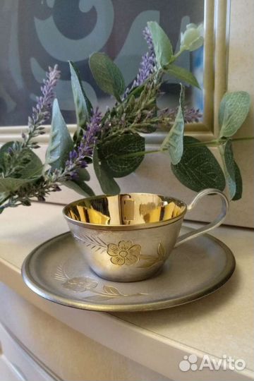 Чайная пара серебро СССР