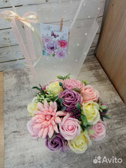 Букет роз из мыла