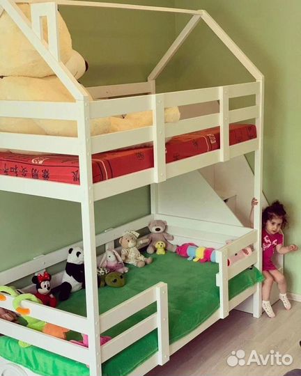 Детская двухъярусная кровать / кровать с бортиком