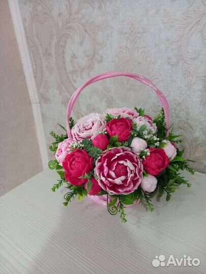 Букет пионов из мыла ручной работы