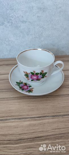 Чашки кофейные, блюдца и сливочник, фарфор Дулево