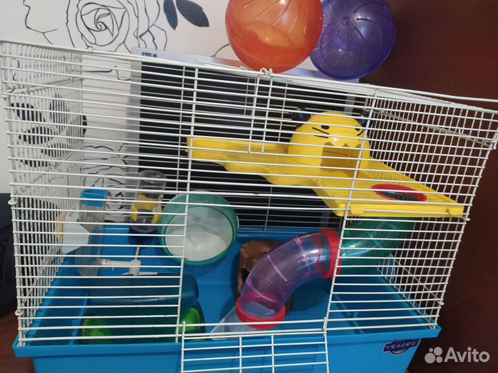 Клетка для грызунов 2х этажная с тоннелем