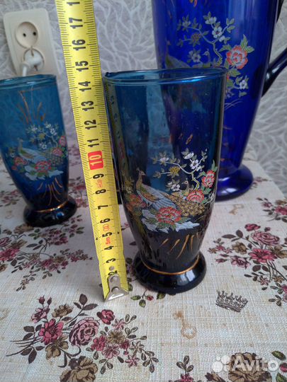 Кувшин стаканы синее стекло