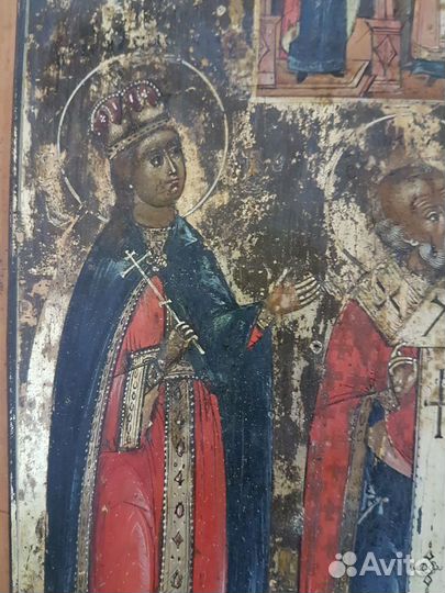 Икона Покров Богоматери с избранными Святыми 19век