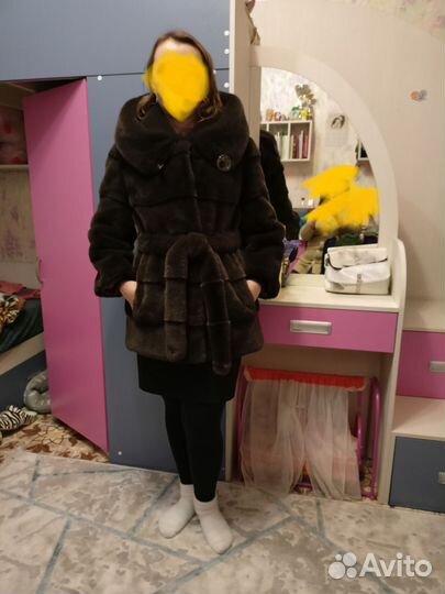 Шуба Bengala из эко меха под норку с капюшоном