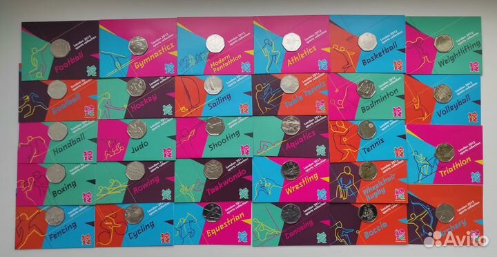 Олимпиада Лондон полный набор 29 монет в блистерах