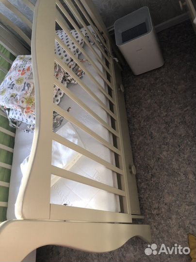 Кроватка Лель из массива бука со шкафчиком