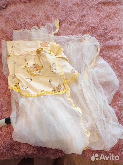 Комплект бортики в кроватку крепление д/ балдахина