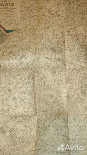 Старинный путеводитель по Парижу на Франц с картой