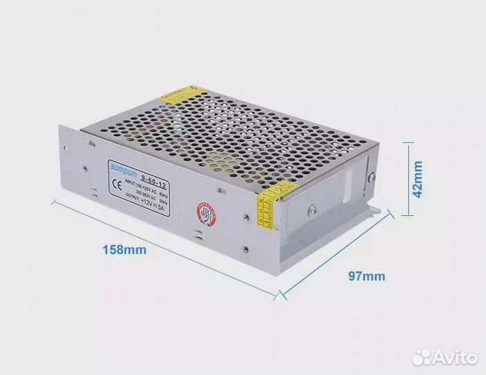 Блок питания 12V 5A 60W, источник питания S-60-12