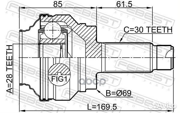 Шрус наружный 1910-E70R Febest