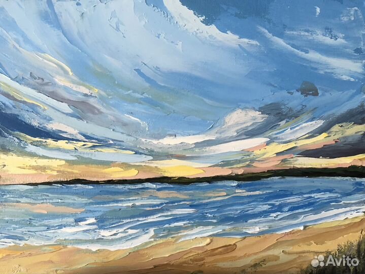 Картина морской пейзаж мастихином